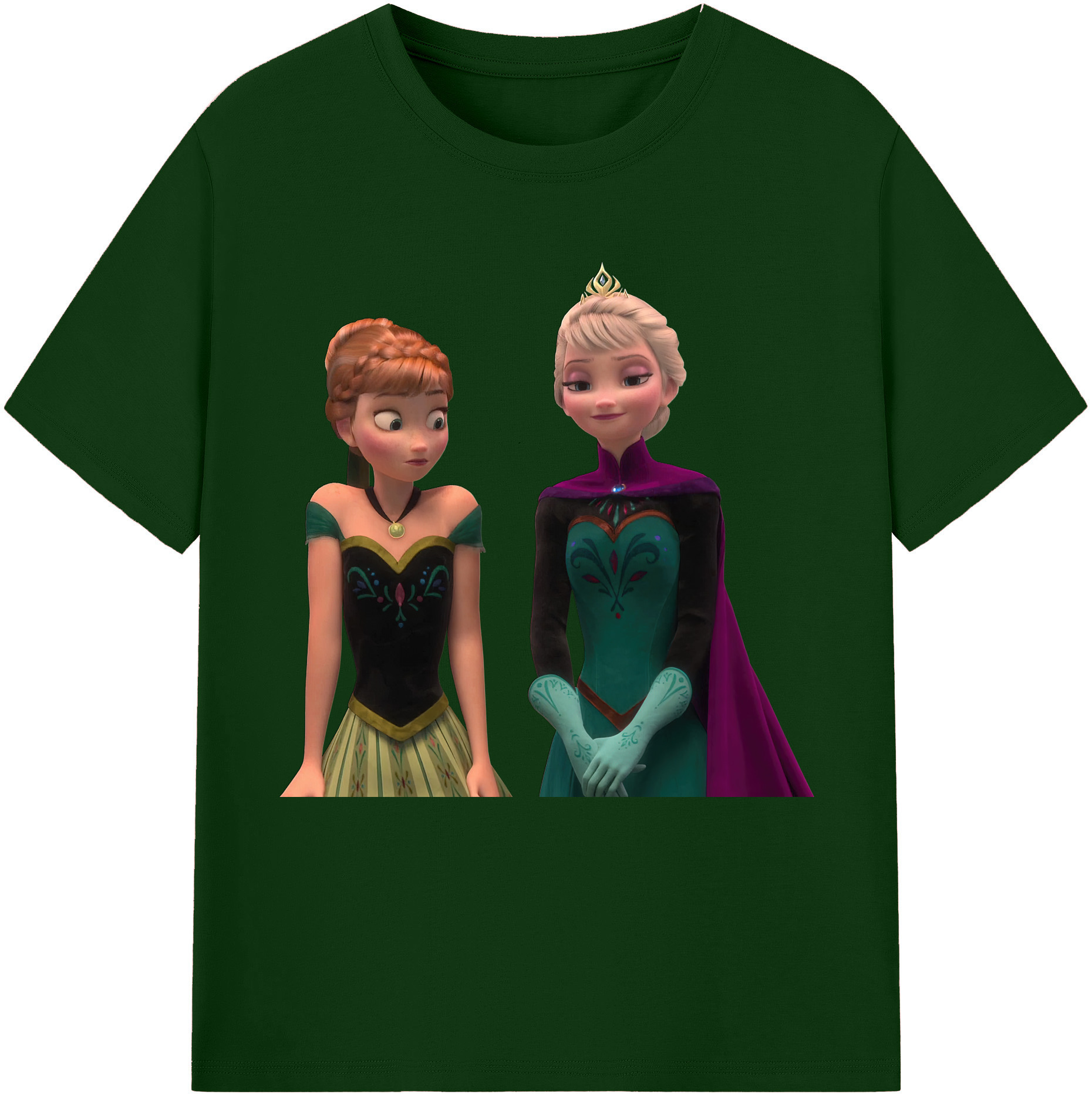 （画像用） アナと雪の女王 アンナ エルサ Frozen Anna Elsa 綿100％半袖Tシャツ（フロントプリント）